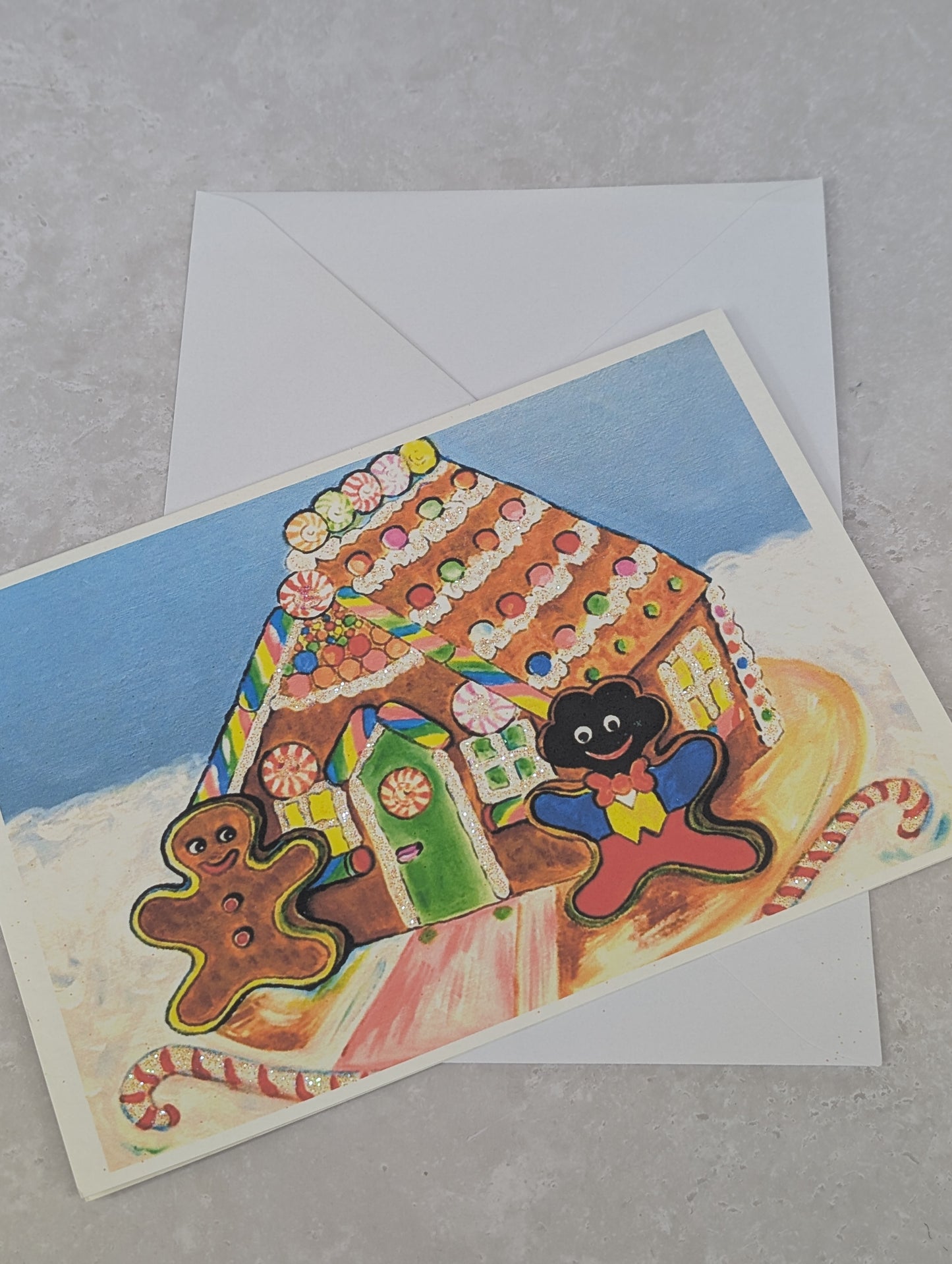 Gingerbread House Christmas Greetings Card by Karen Fry