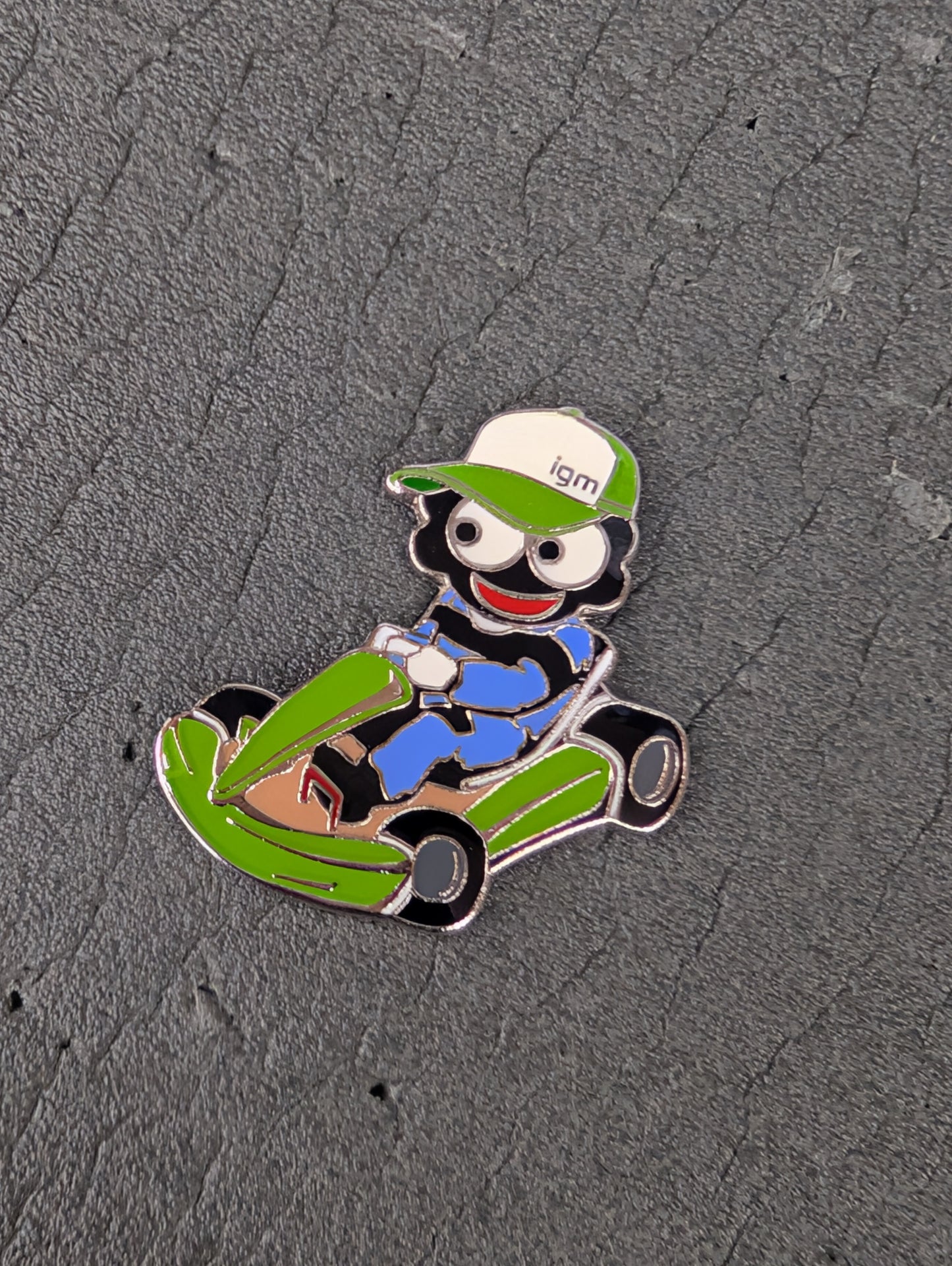 Go Kart Green Silver Base Metal