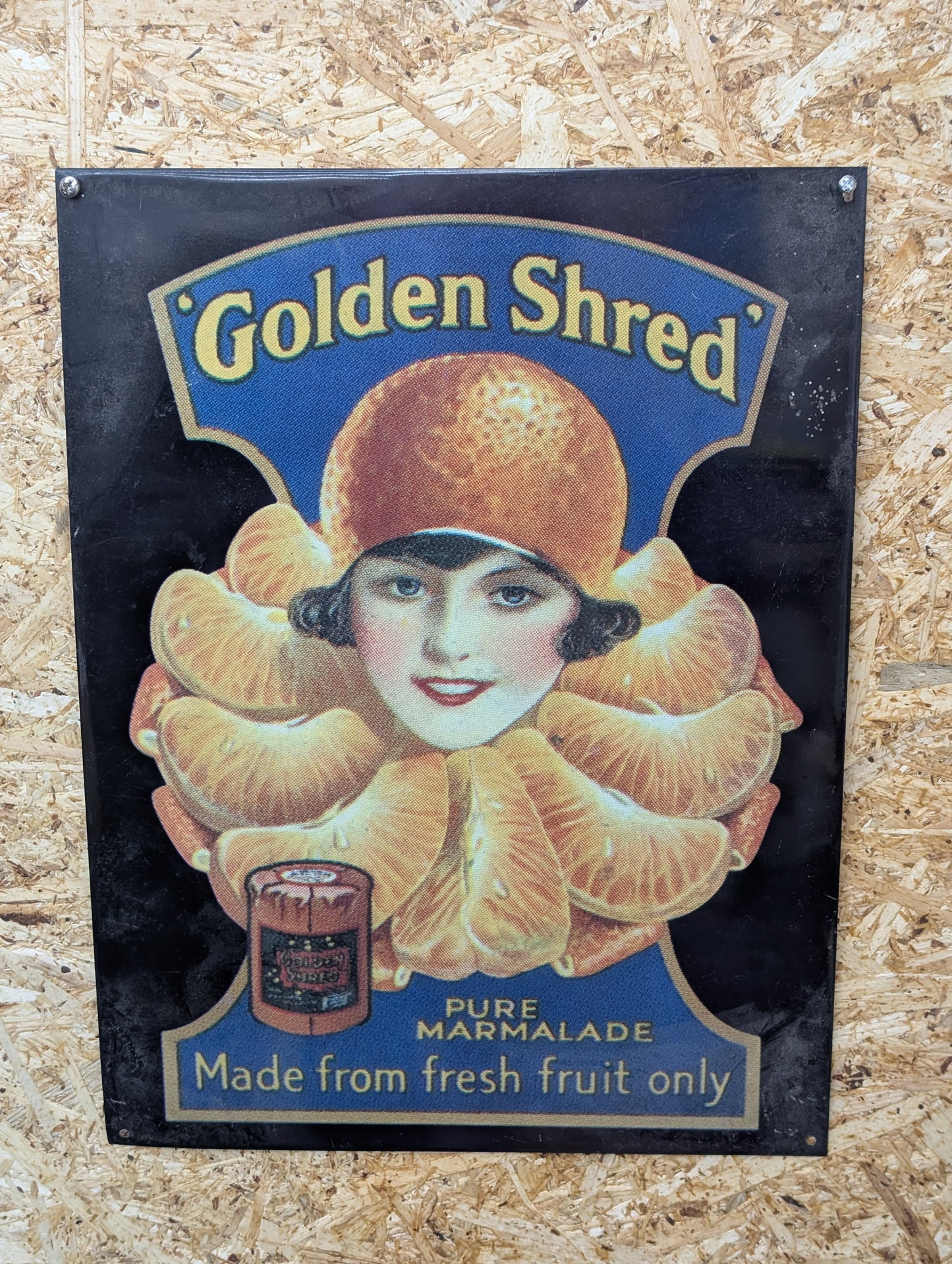 Golden Shred Tin Sign