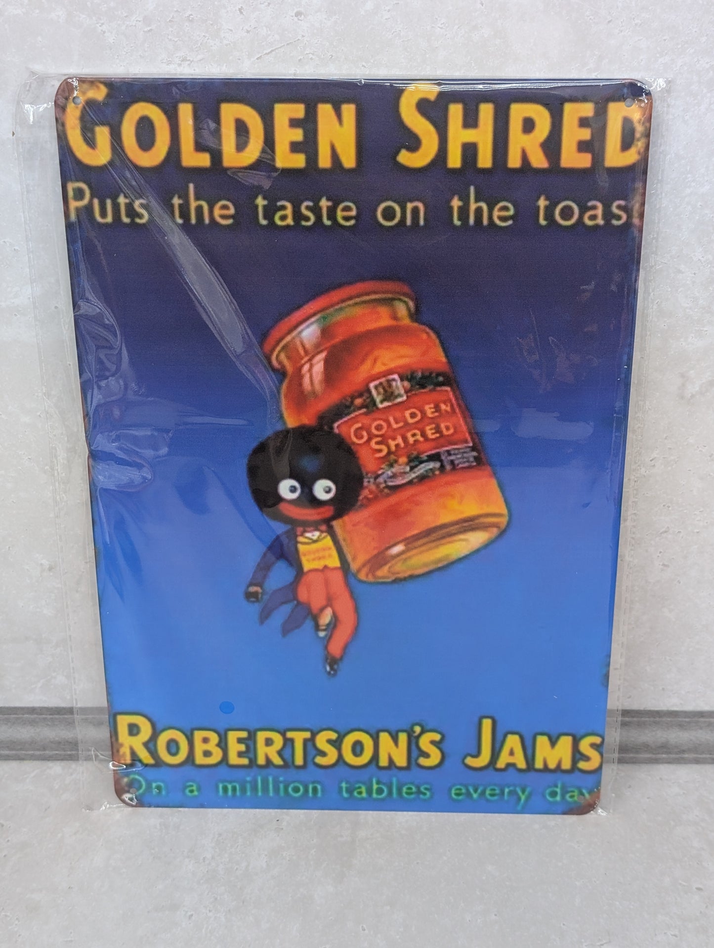 Golly Carrying Jar Tin Sign 300mmx200mm