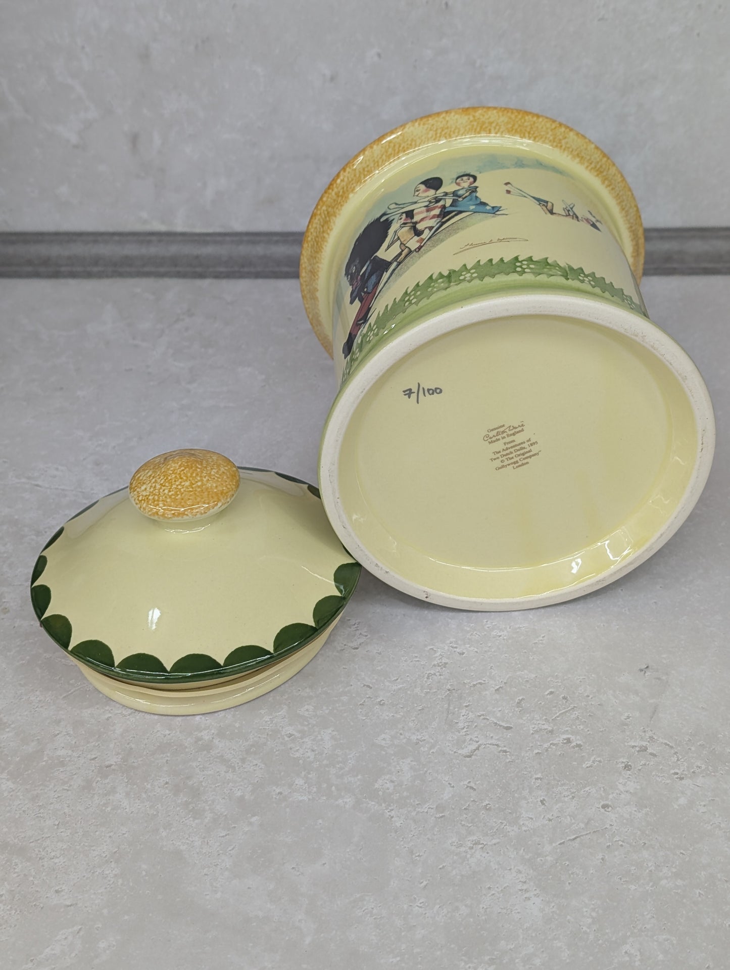 Golly Sledging with Dolly Biscuit Barrel by Carltonware
