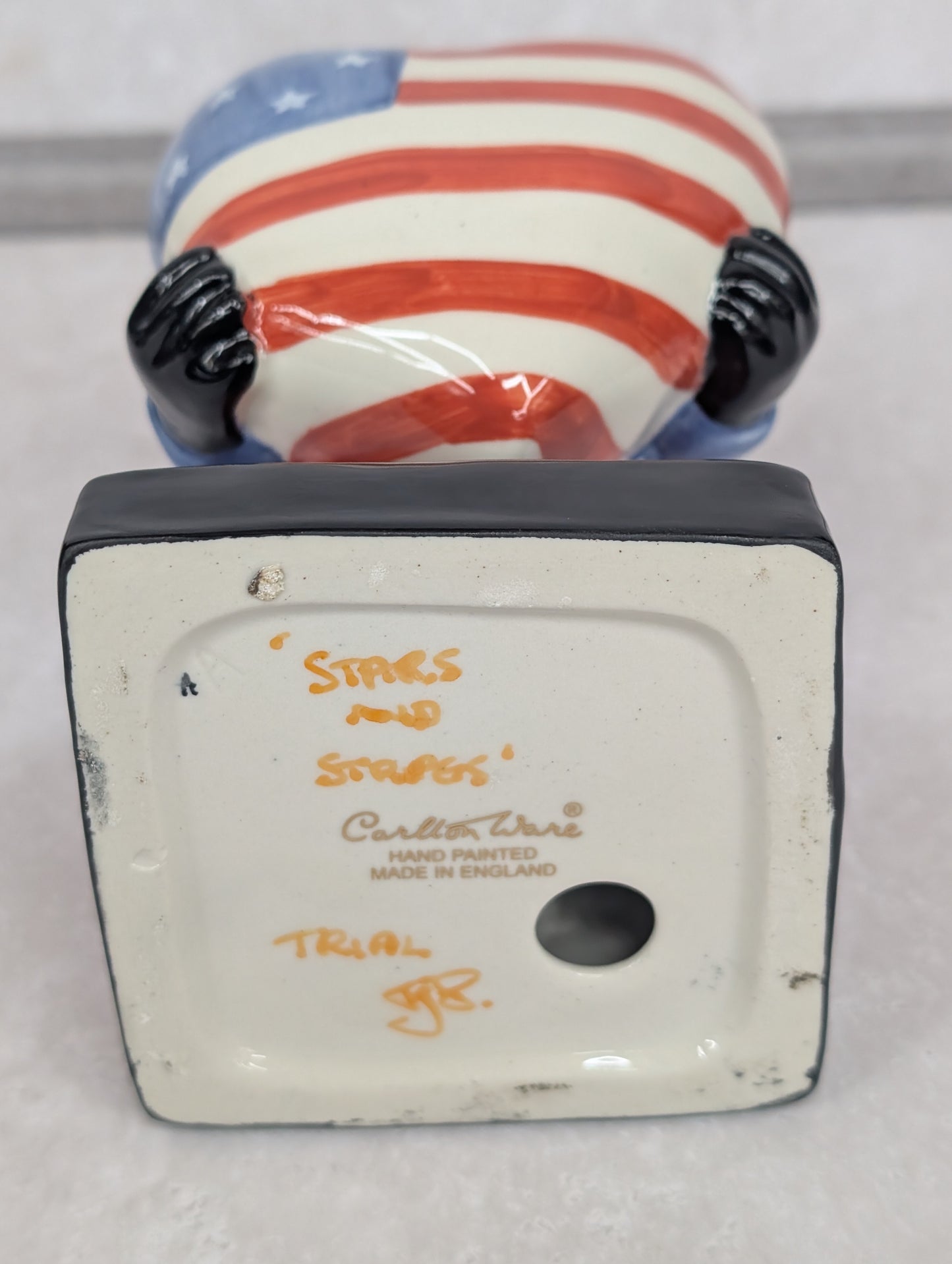 Golly with USA American Flag Heart Stars and Stripes Trial Signed by Carltonware