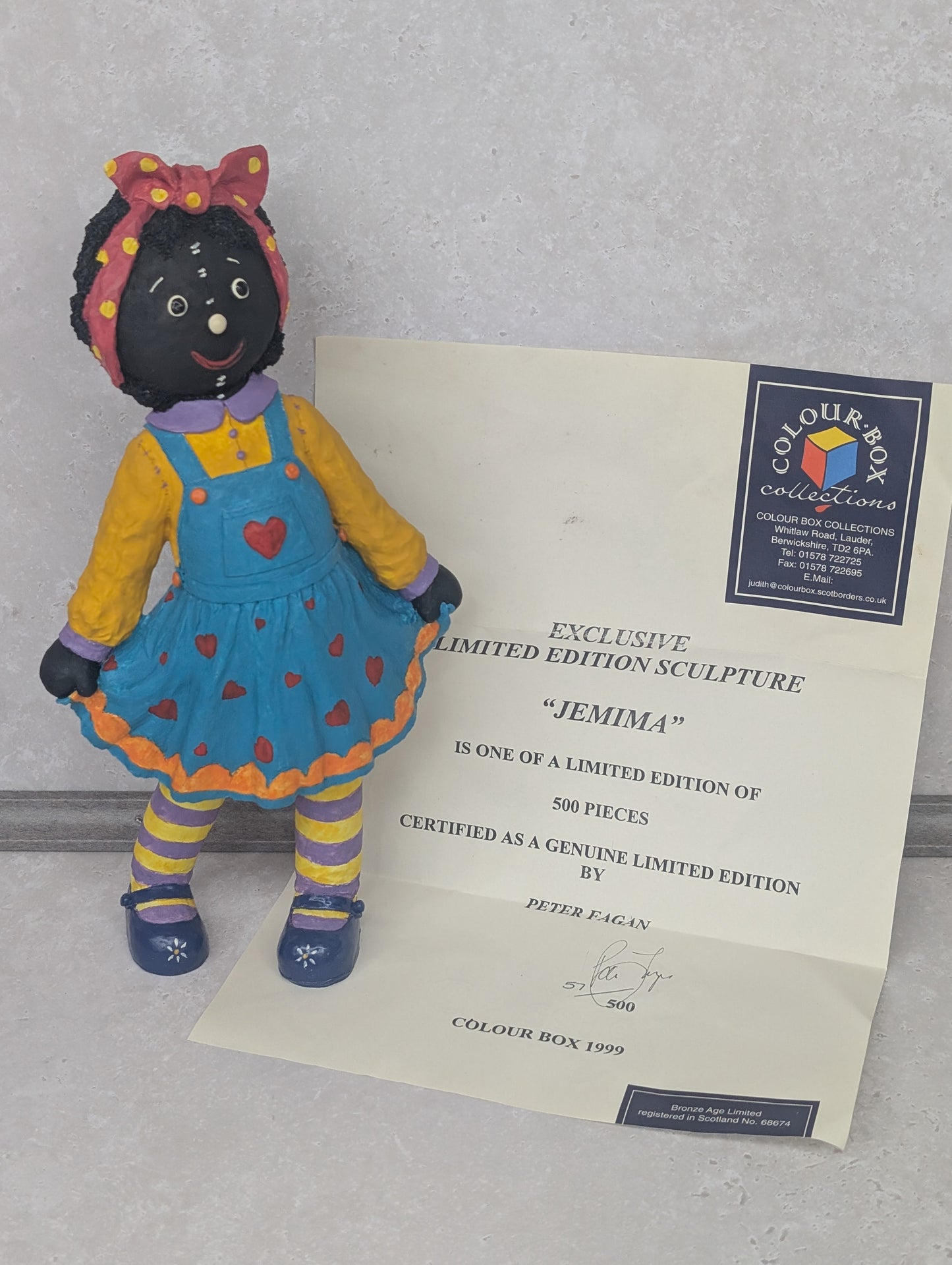 Large Peter Fagan Colourbox Jemima Figure with Cert and Original Packaging Approx 12"