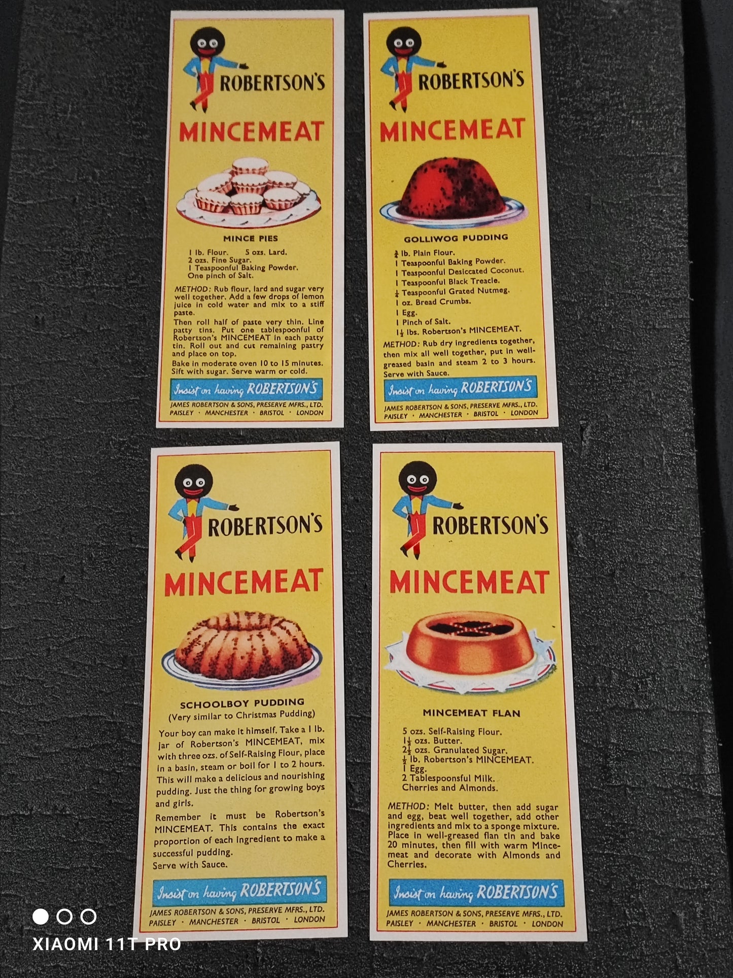 Set of 4 Mincemeat Recipe Leaflets