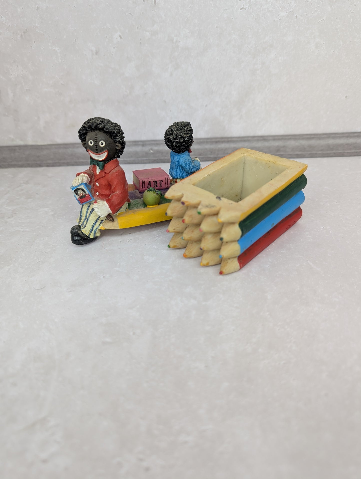 Two Gollys Sitting on Pencils Trinket Box