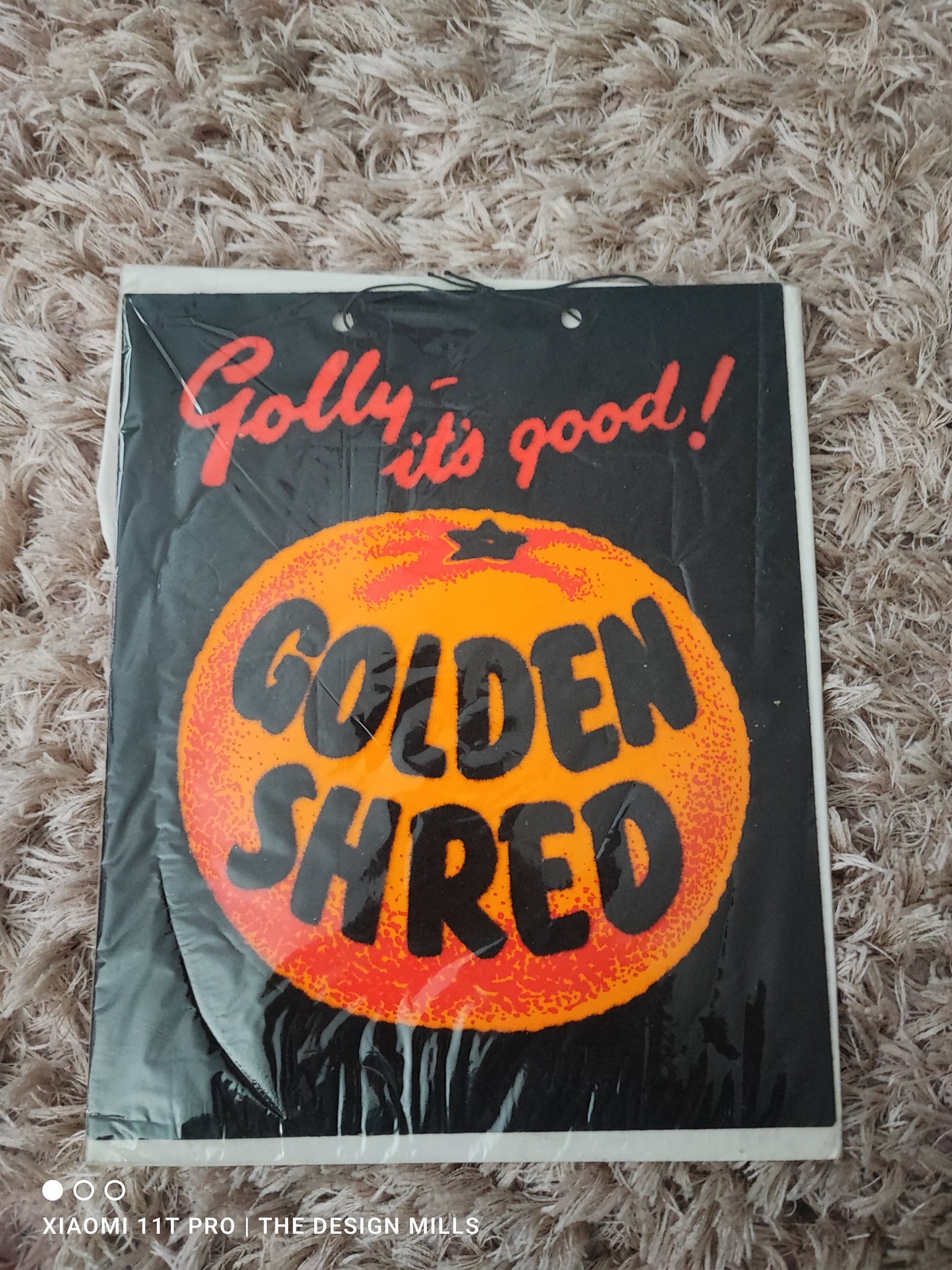 Golden Shred Orange Showcard 8”W x 9.5”H