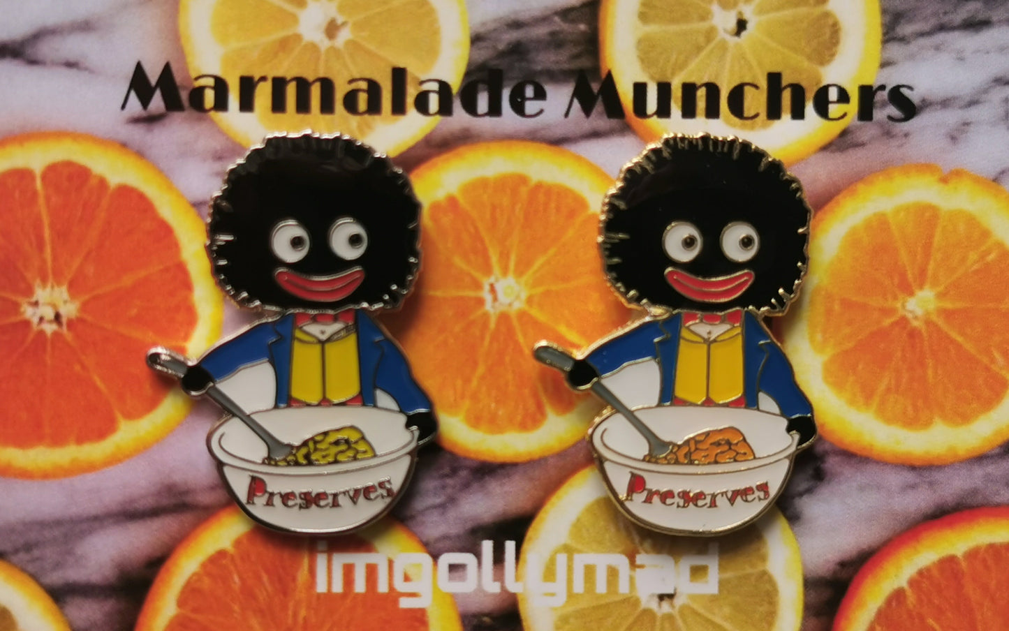 Marmalade Munchers Pair of Badges image - GollyBadges.com