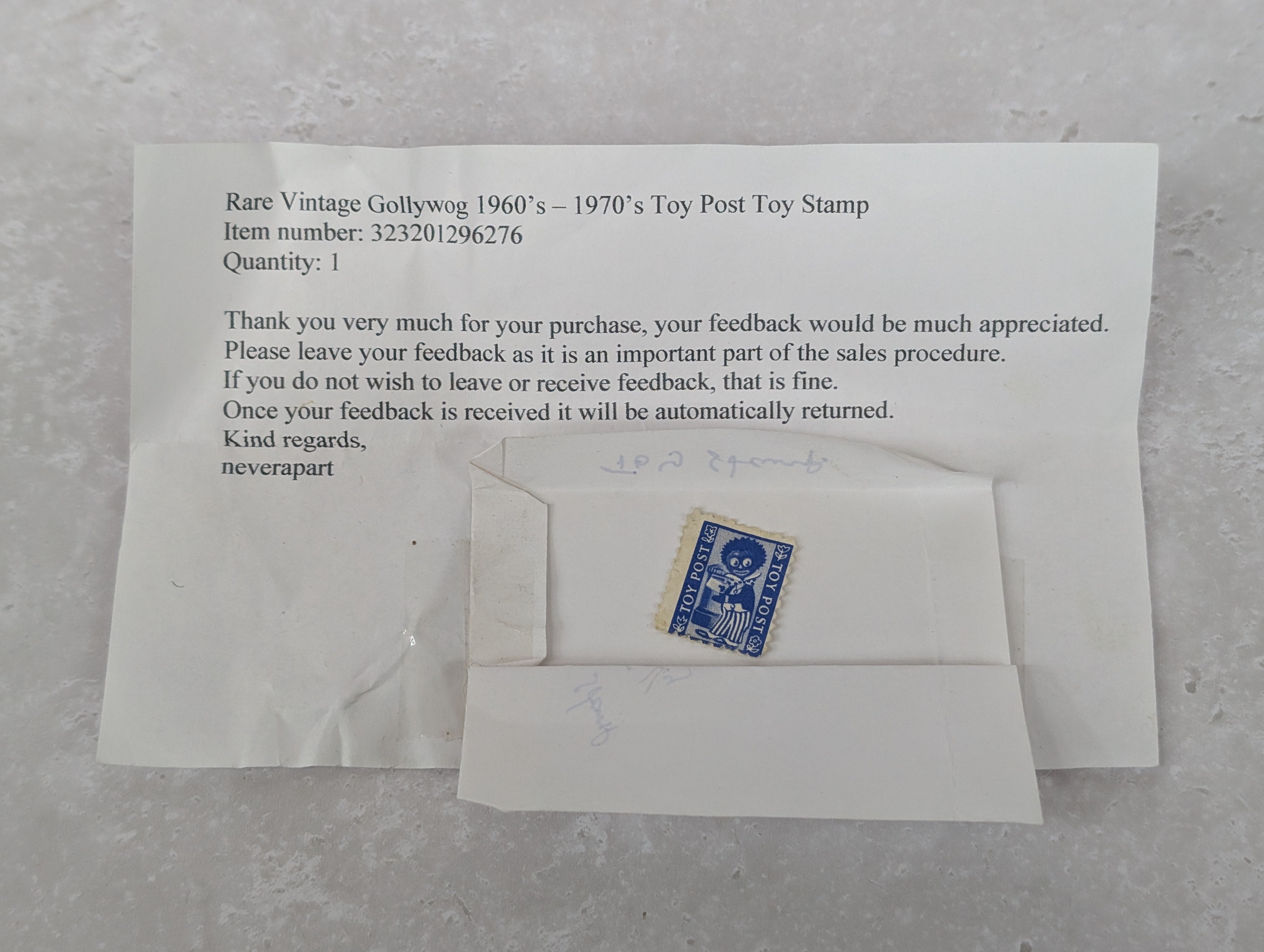 1960s/1970s Toy Post Golly Stamp – GollyBadges.com