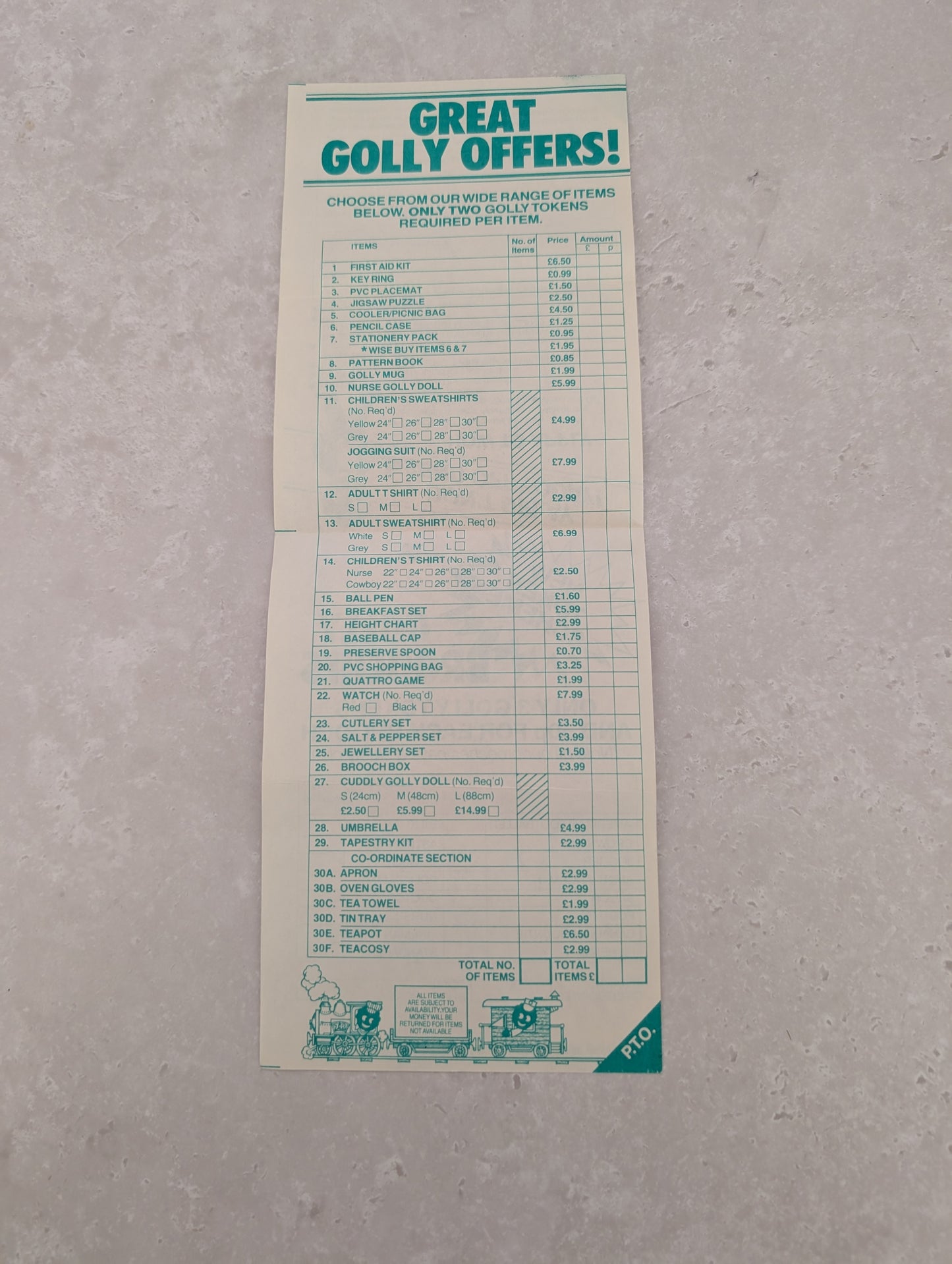 1980s Order Form