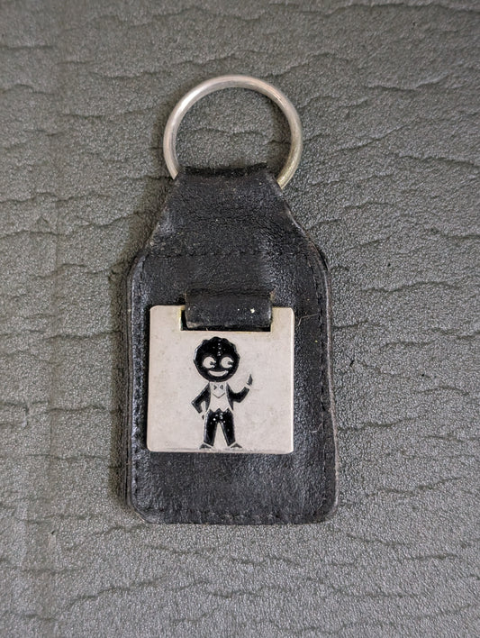 1980s Robertsons Leather Fob Stainless Golly Keyring