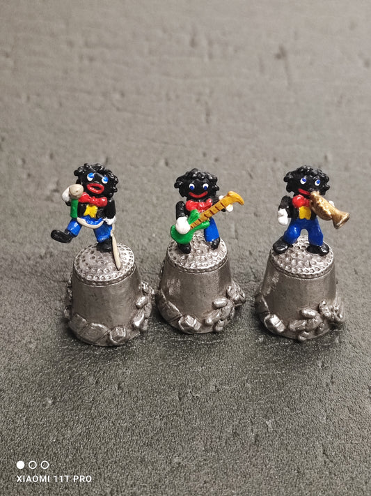 3 Golly Musicians Pewter Thimbles