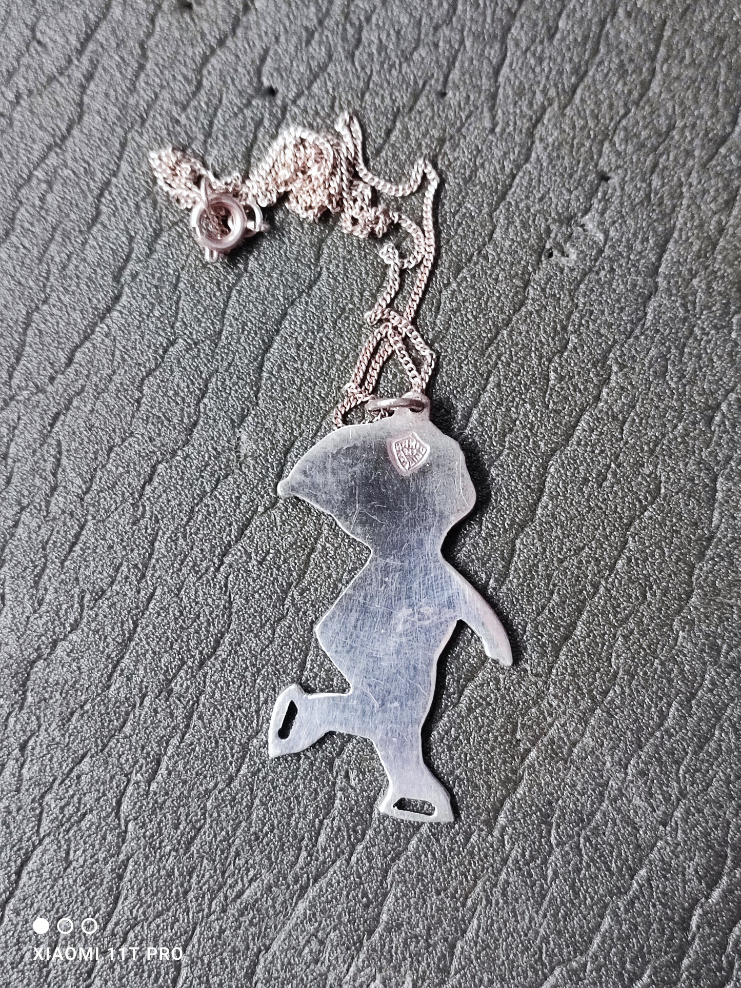 80s Silver Skater Pendant with Chain