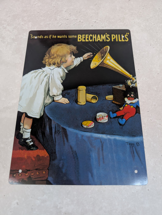 Beechams Pills Feat Golly Tin Sign A5 Size