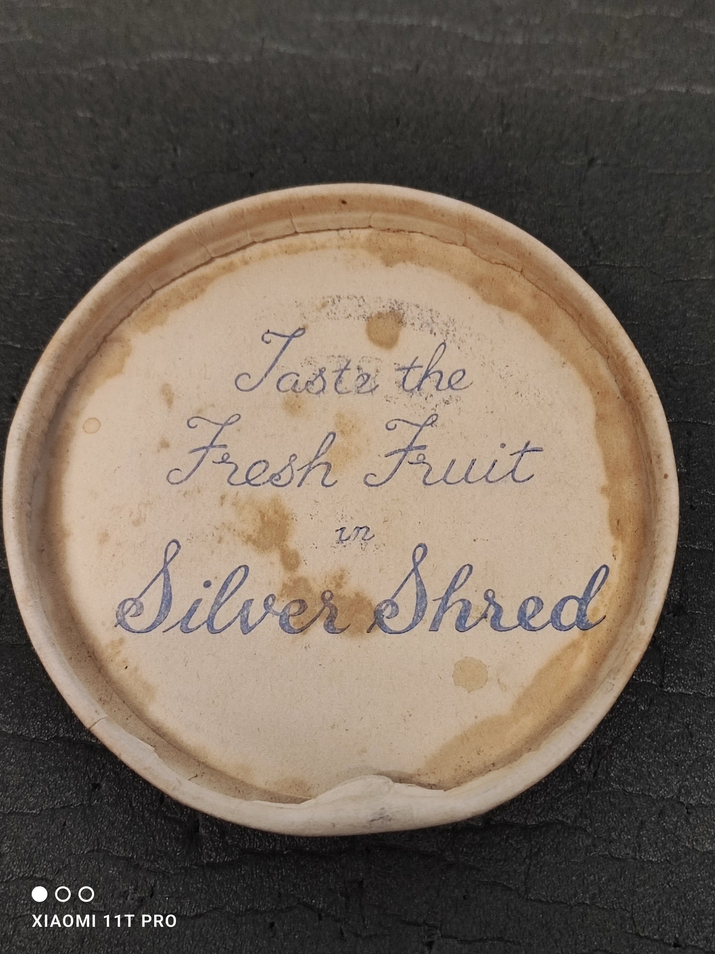 Blue 1lb Paper Jar Lid Silver Shred Advert