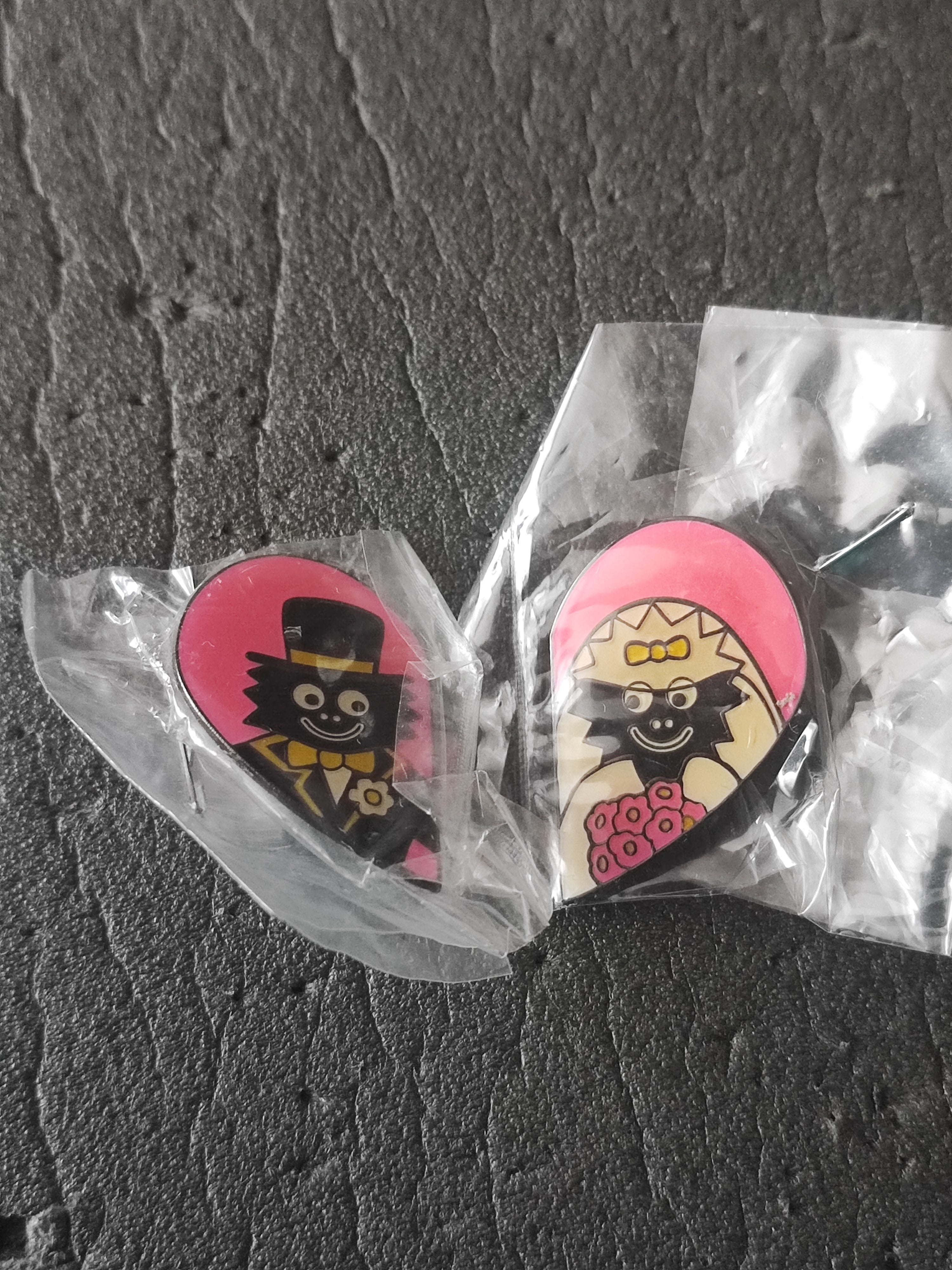 Bride And Groom Pair Of Badges By Peter Wood Gollybadges