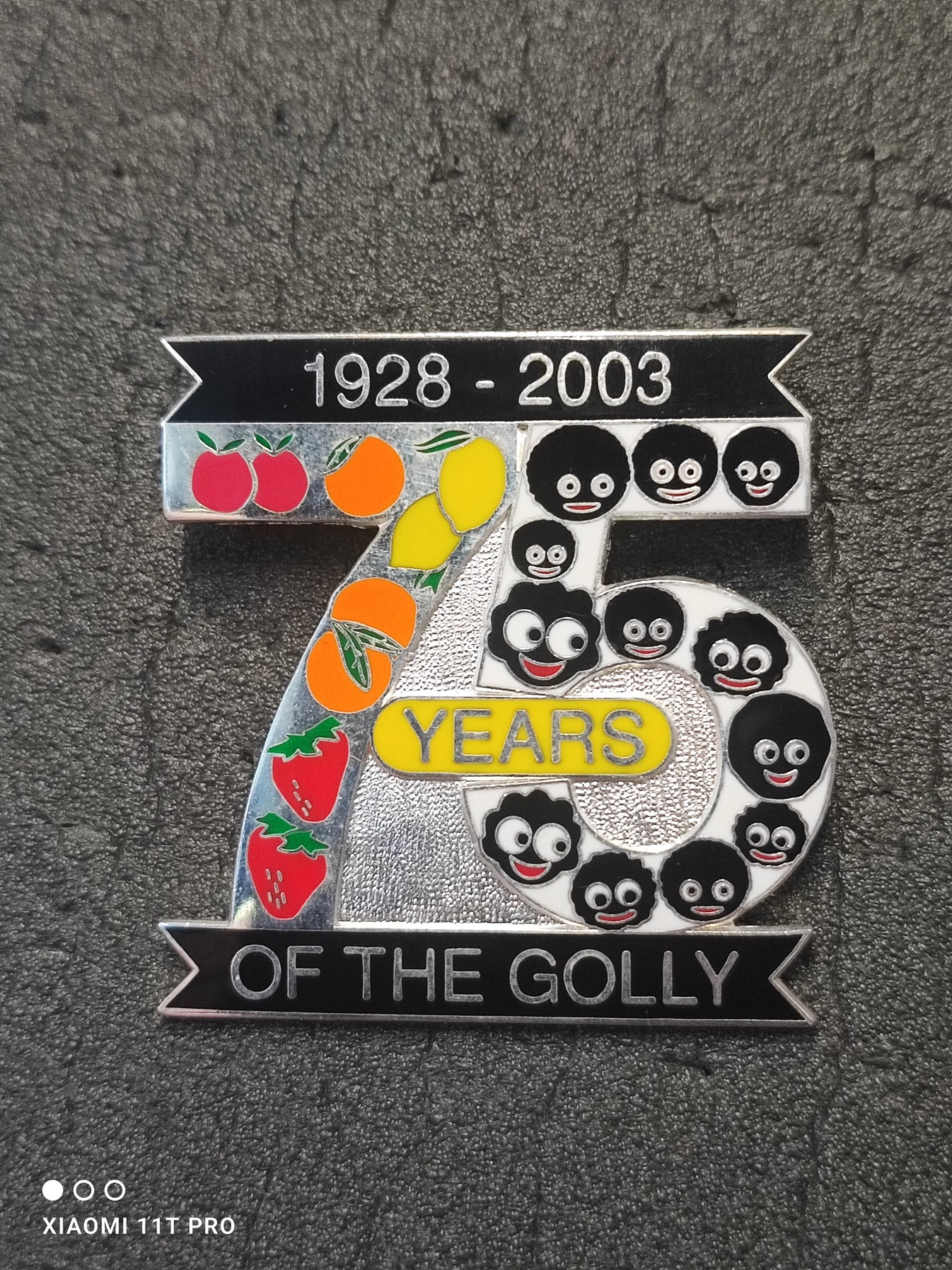 Extra Large 75 Years of Golly Badge – GollyBadges.com