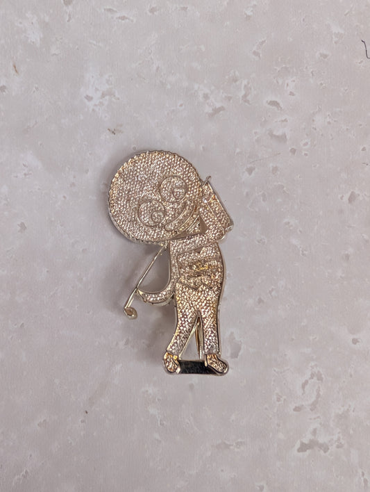 Golfer Golly Unenamelled Silver Finish