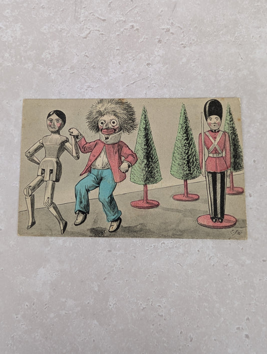 Golly Dancing Christmas Postcard 1924