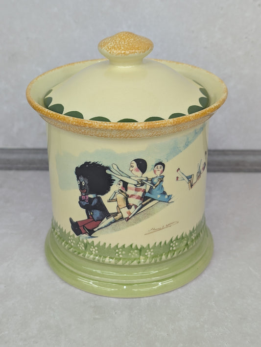 Golly Sledging with Dolly Biscuit Barrel by Carltonware