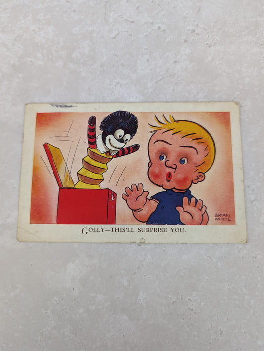 Golly This'll Surprise You Postcard 1945