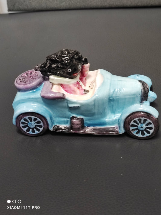 Golly in Blue Car by Carltonware