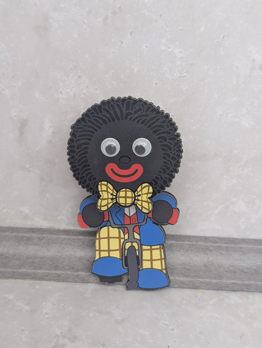 Golly on Bike Fridge Magnet with Hanging Peg