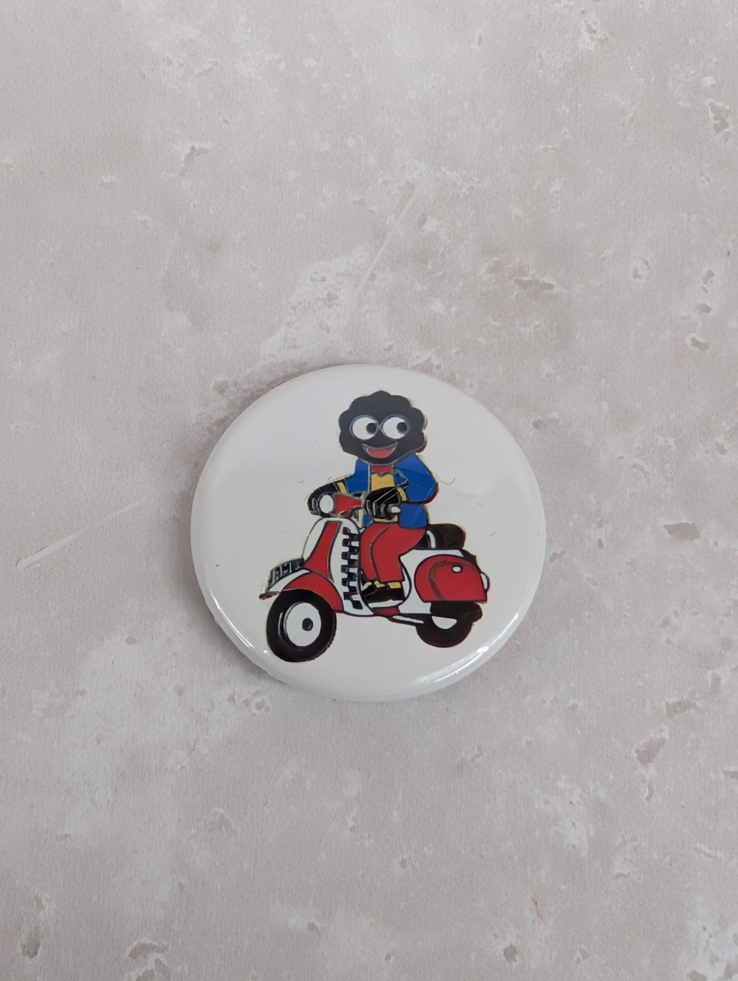 Golly on Scooter Button Badge