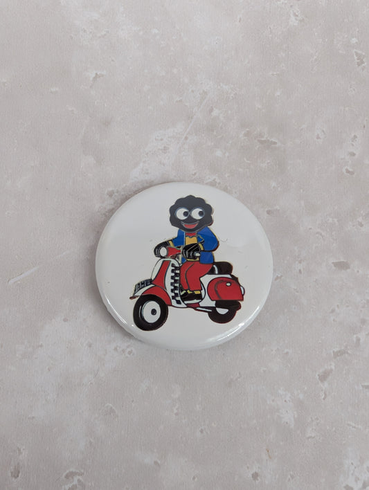 Golly on Scooter Button Badge