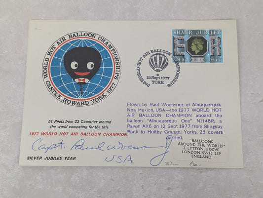 Original World Championship Balloon Mail Signed