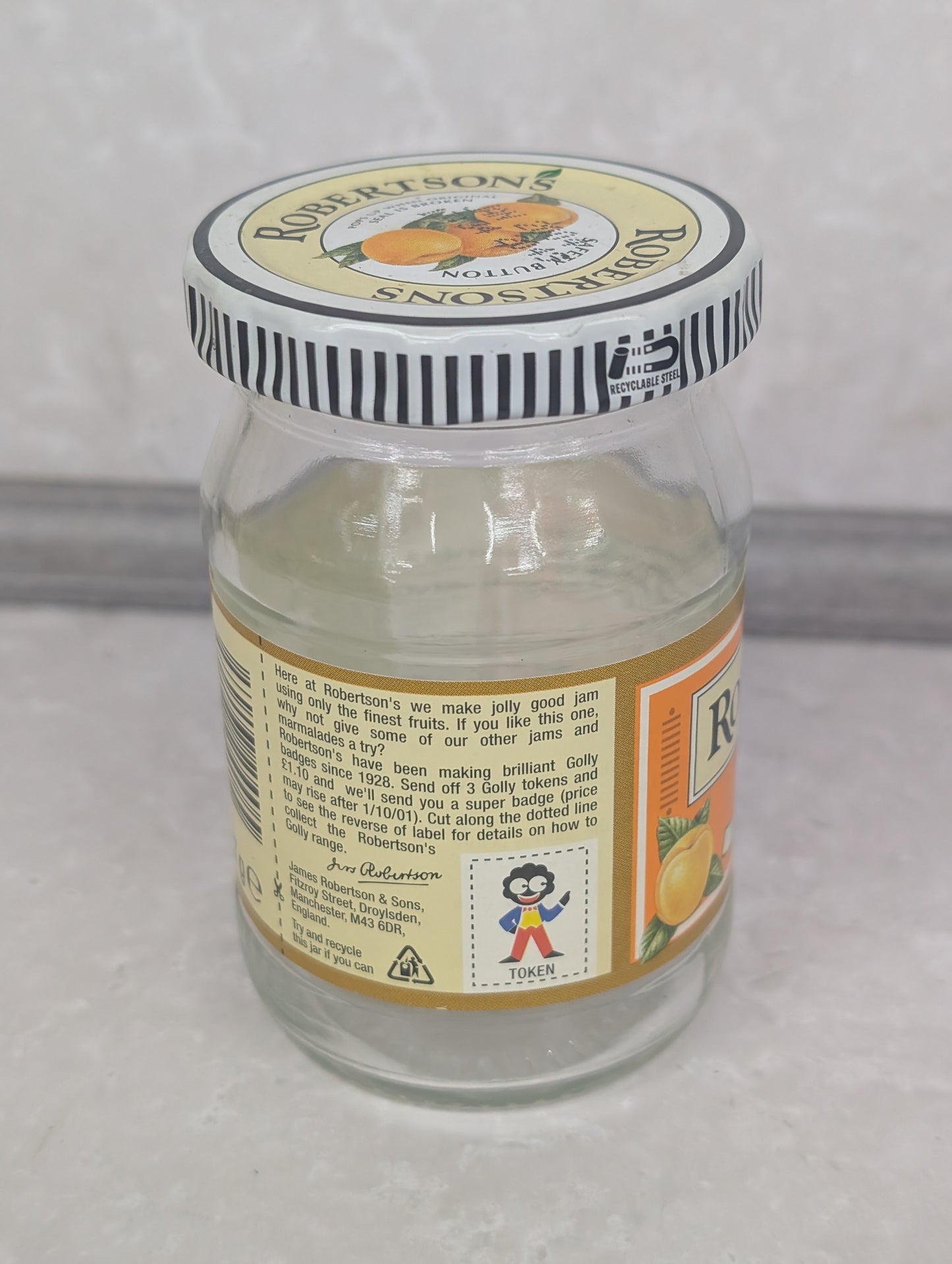 Robertsons Apricot Jar with Lid and Golly Token