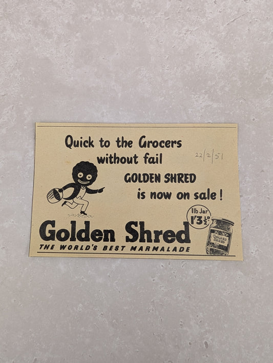 Robertsons B/W Golden Shred Newspaper Advert 1951