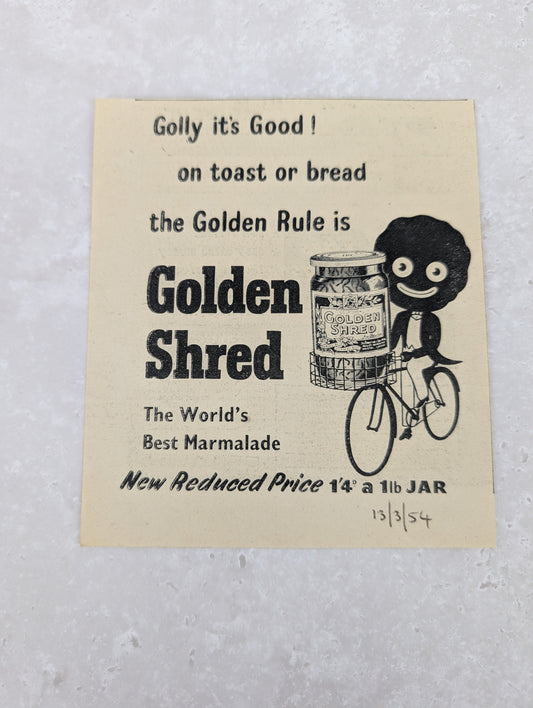 Robertsons B/W Golden Shred Newspaper Advert 1954