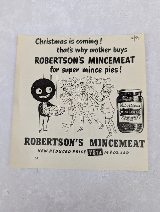 Robertsons B/W Mincemeat Newspaper Advert 1954