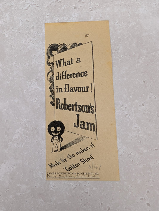 Robertsons B/W Robertsons Jam Newspaper Advert 1947