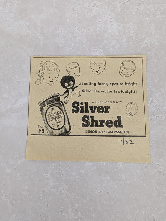 Robertsons B/W Silver Shred Newspaper Advert 1952