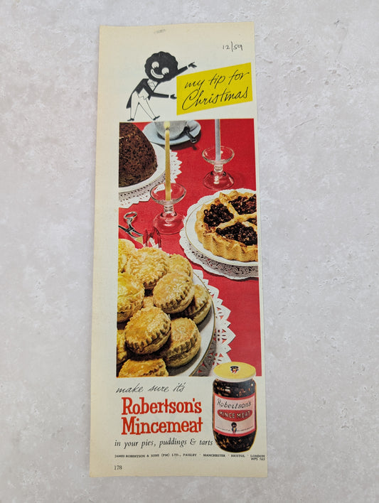 Robertsons Colour Mincemeat Newspaper Advert 1959