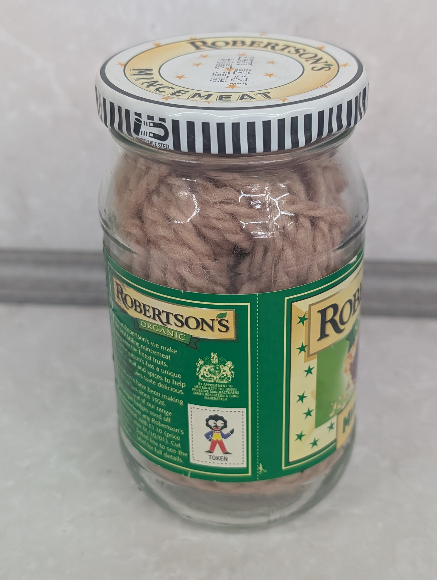 Robertsons Organic Mincemeat Jar with Lid and Golly Token