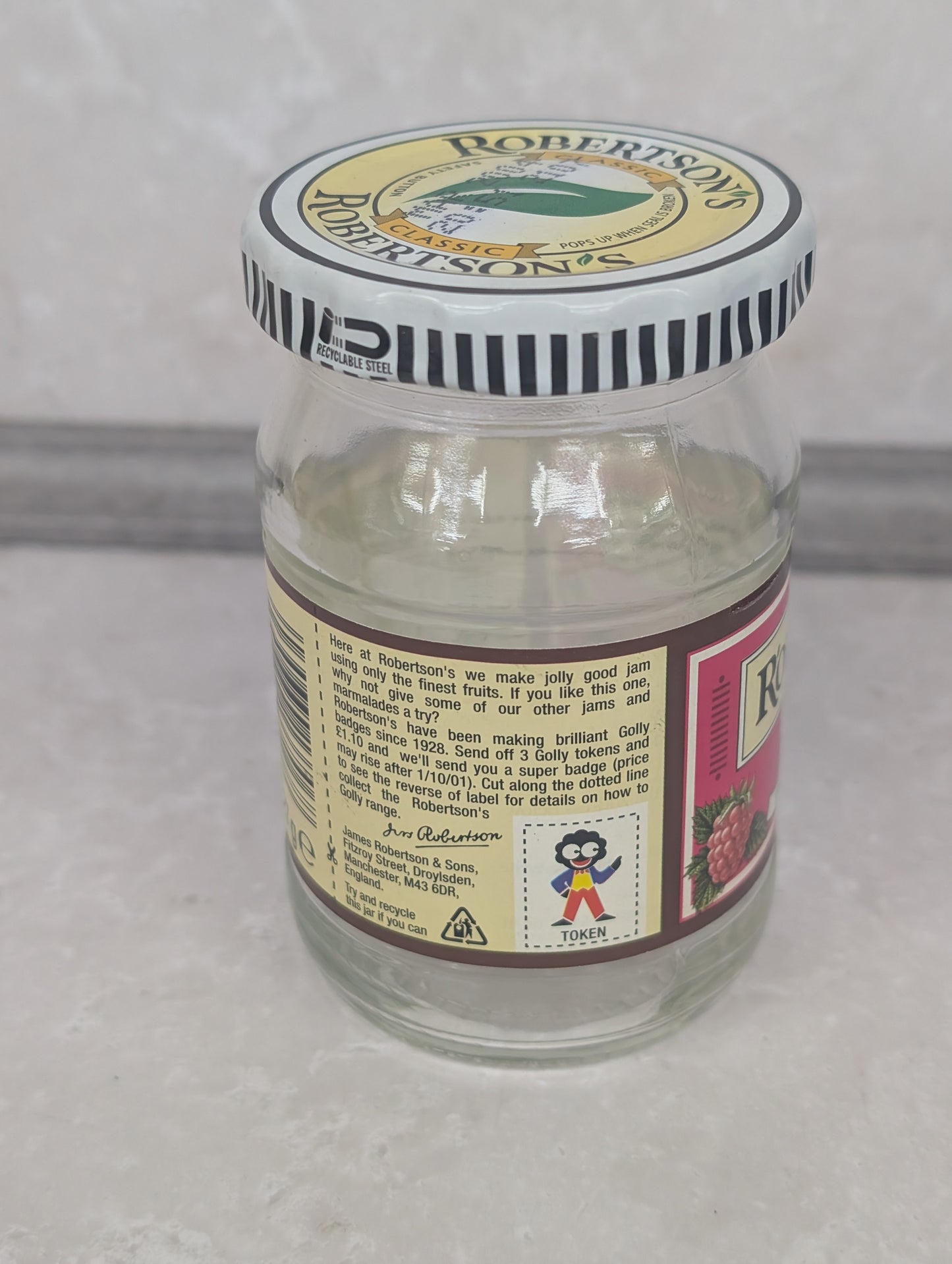Robertsons Raspberry Seedless Jar with Lid and Golly Token