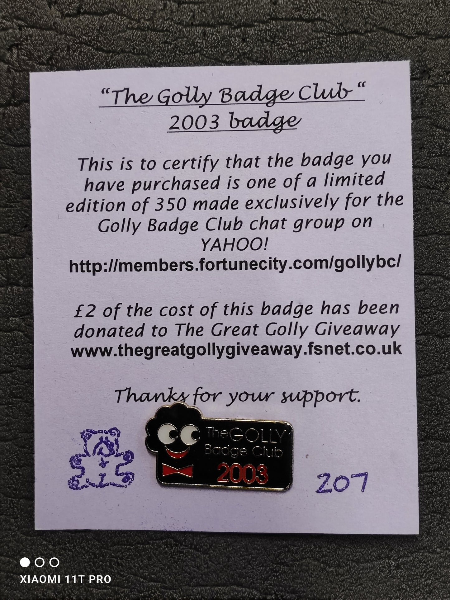 The Golly Badge Club 2003