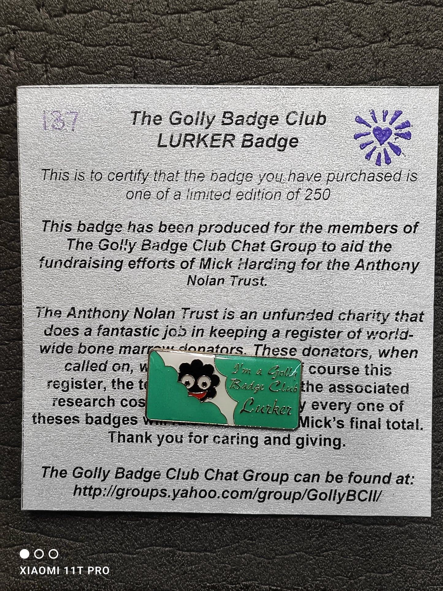 The Golly Badge Club Lurker