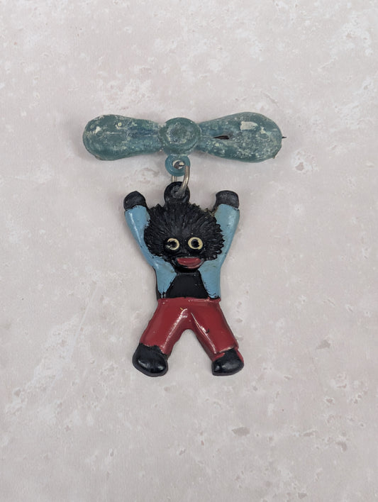 Vintage Plastic Golly Pendant on Brooch