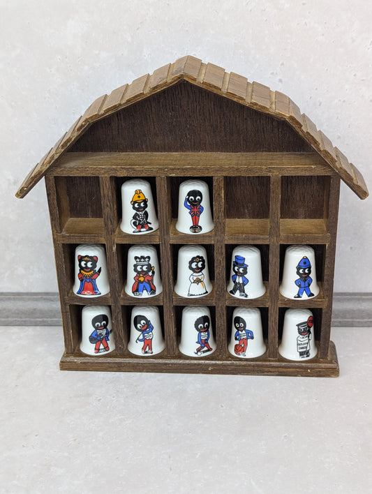 Wall Hanging Thimble House with 12 Golly Thimble and Space to Add Others