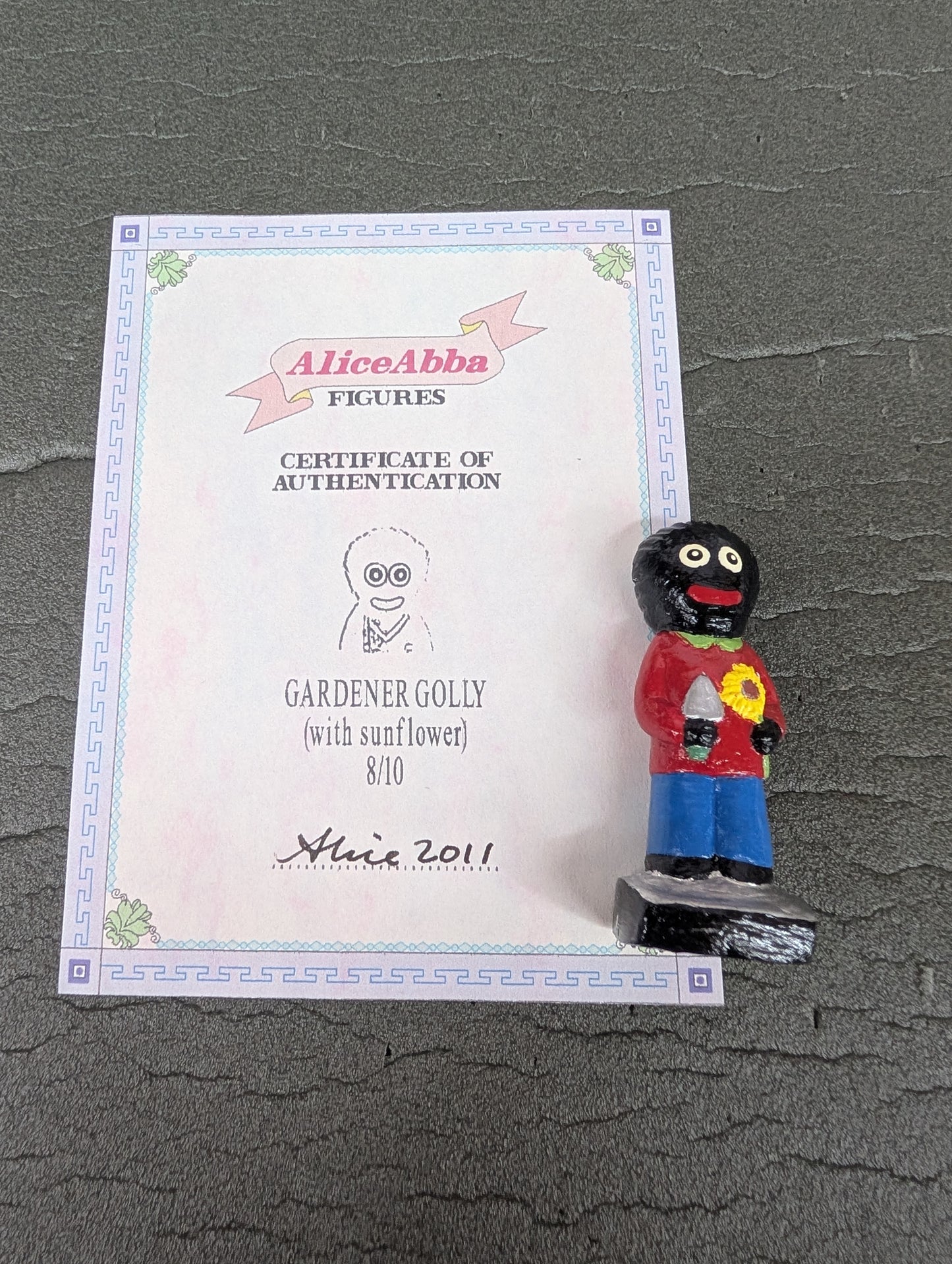 Alice Abba Gardener with Sunflower Golly 8/10 Signed with Cert