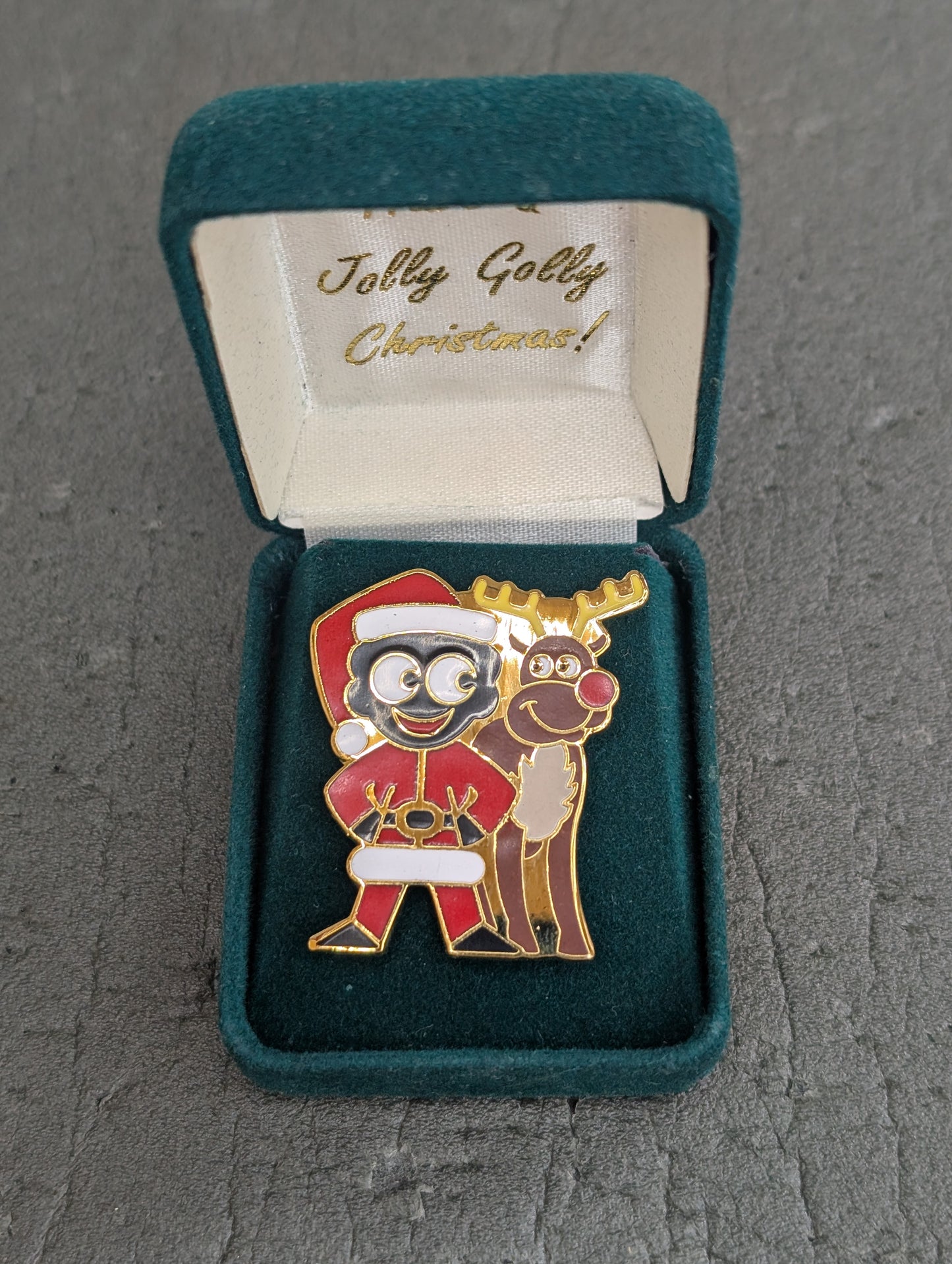 1998 Robertsons Santa and Rudolph Limited Edition of 10,000 Green Velour Presentation Box