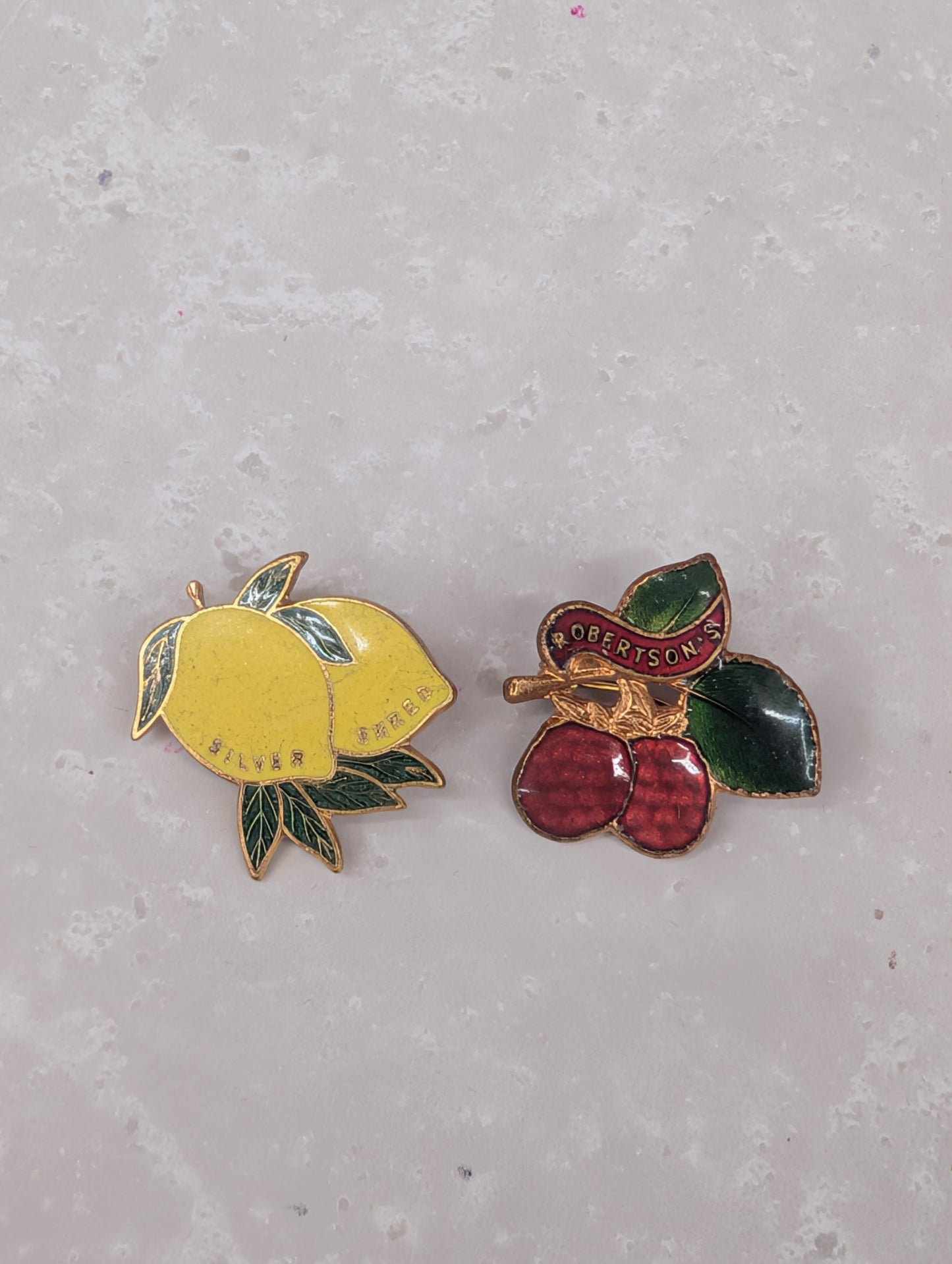1950s Robertsons Fruit Pair of Badges