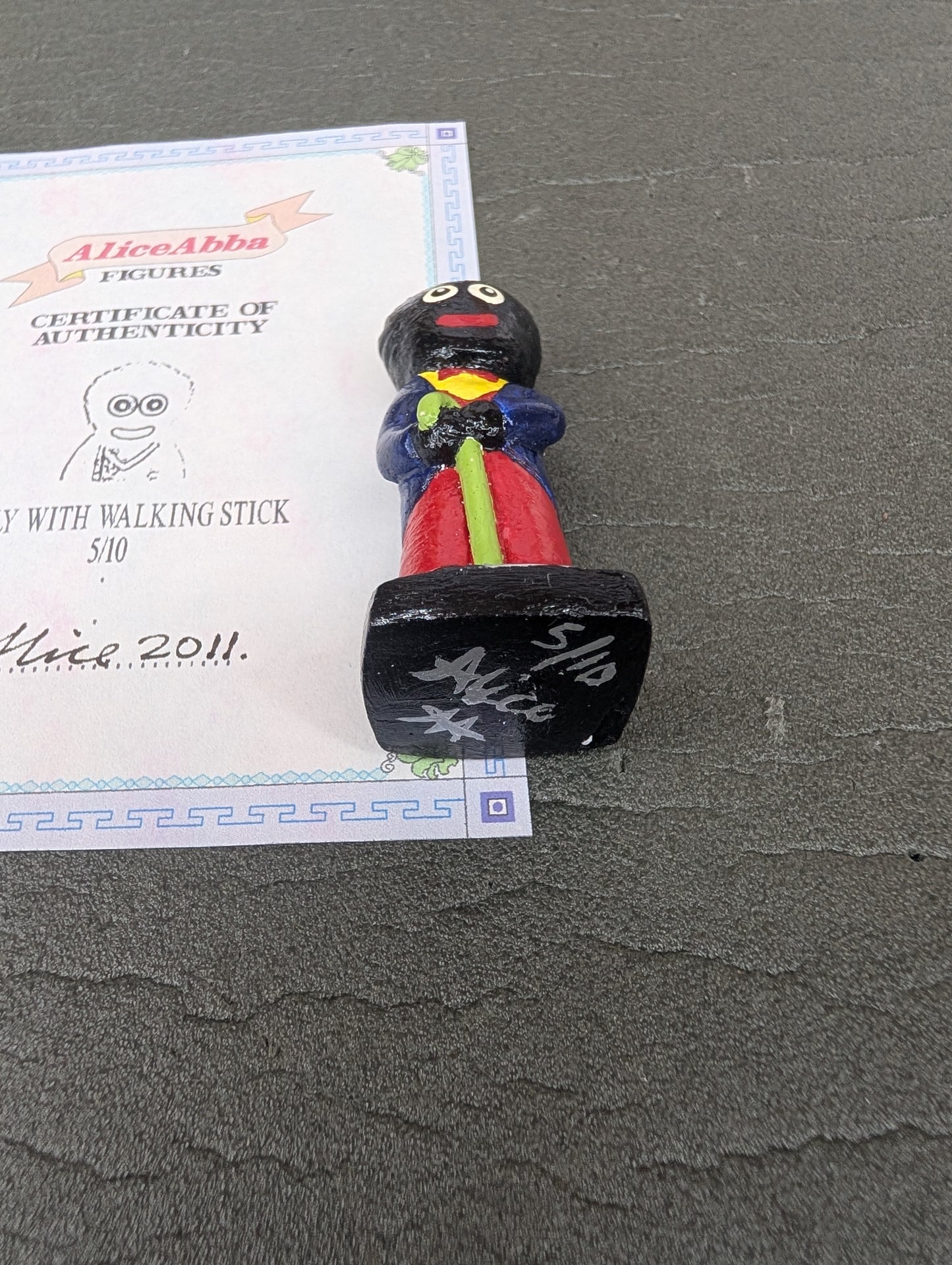 Alice Abba Walking Stick Golly 5/10 Signed with Cert