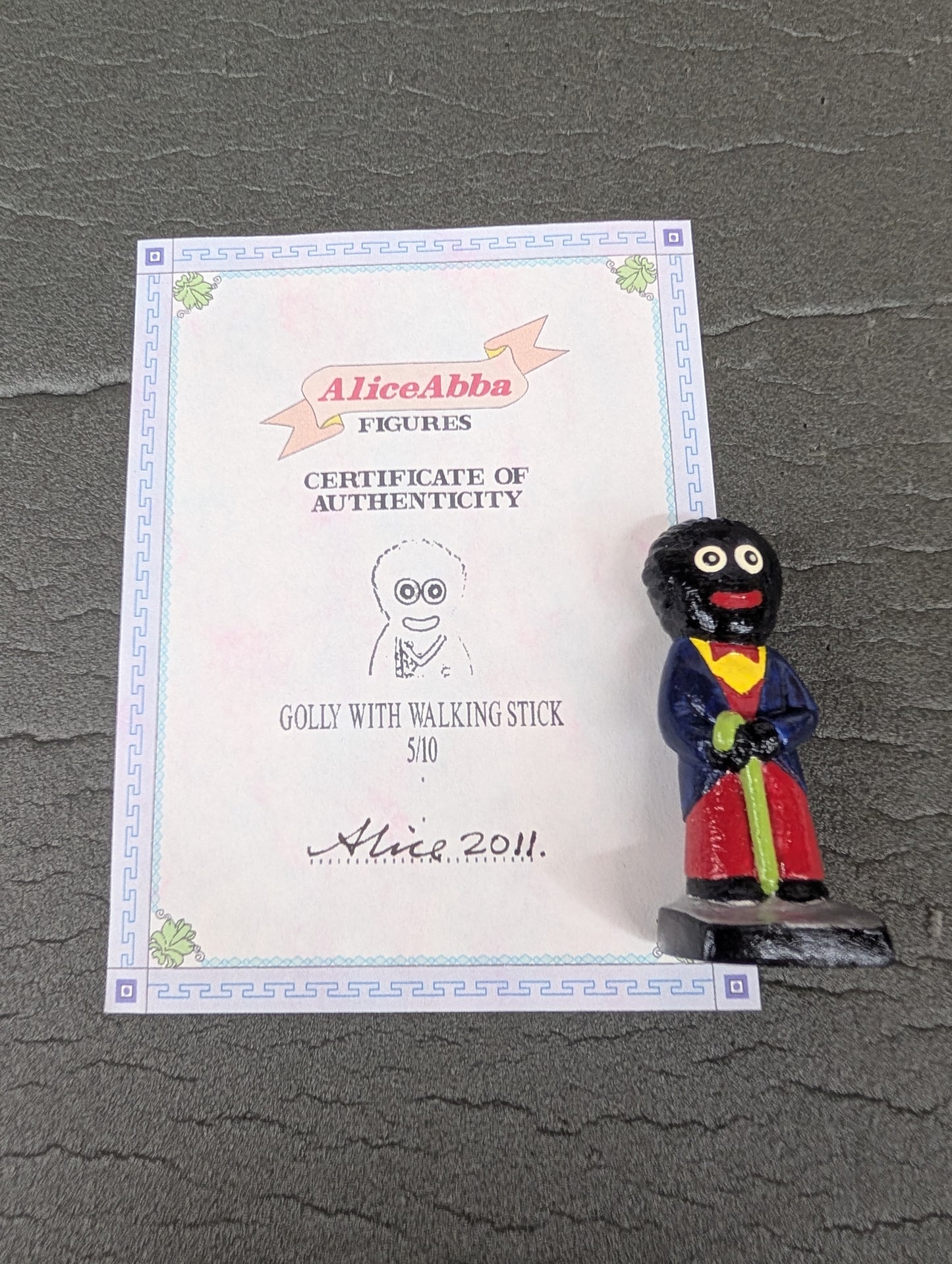Alice Abba Walking Stick Golly 5/10 Signed with Cert