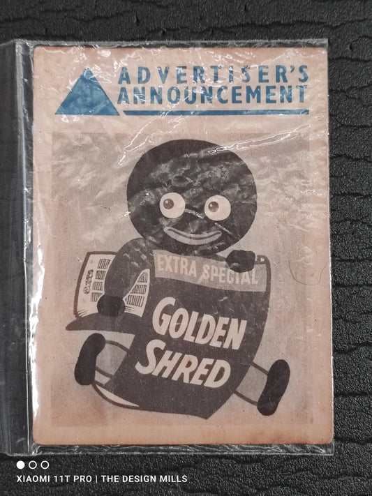 Advertiser's Announcement Golden Shred Card