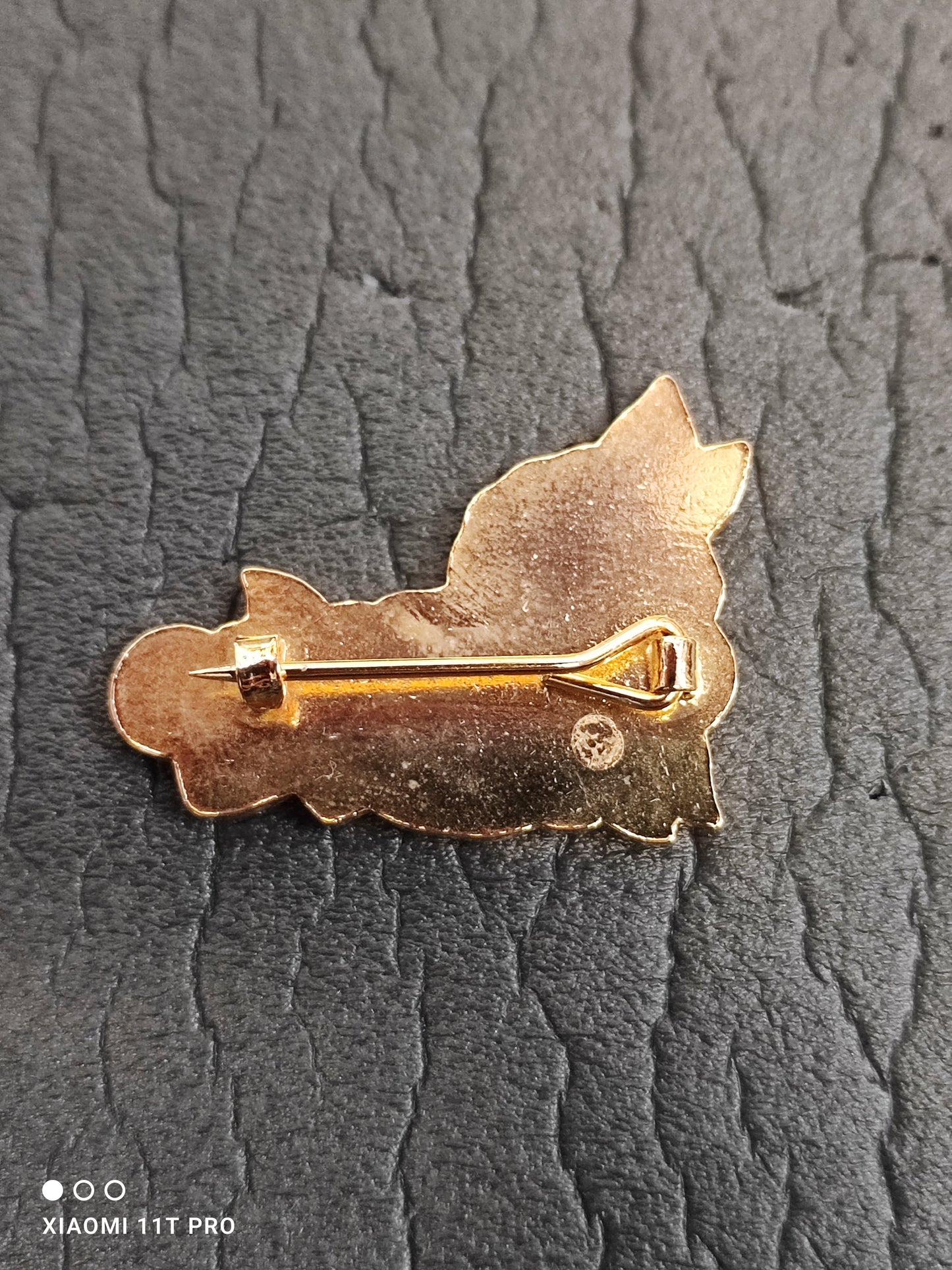 Collectors Enamel - Oranges Light Blue Scroll