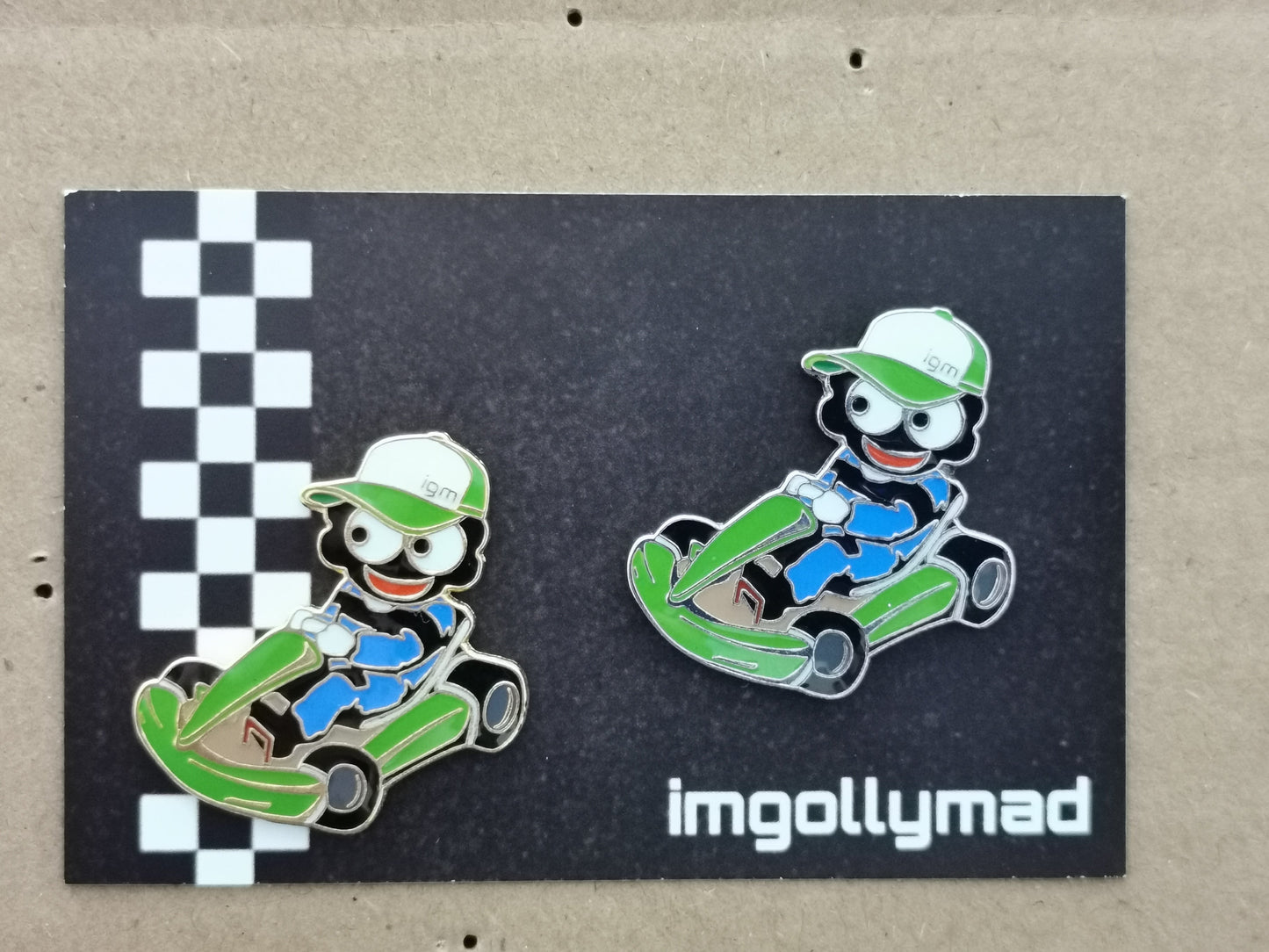 Go Karting Gollys Green Kart Special Pair of Badges image - GollyBadges.com